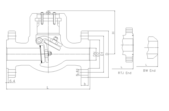 Обратный клапан API 6D Class1500